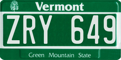 VT license plate ZRY649