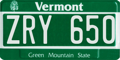 VT license plate ZRY650