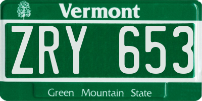 VT license plate ZRY653