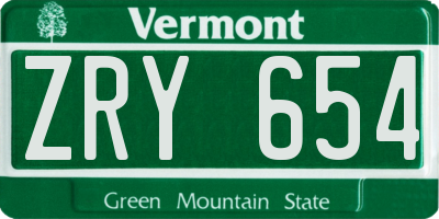 VT license plate ZRY654