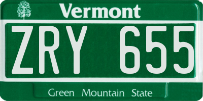 VT license plate ZRY655