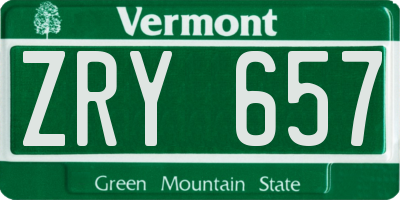 VT license plate ZRY657