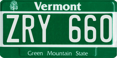 VT license plate ZRY660