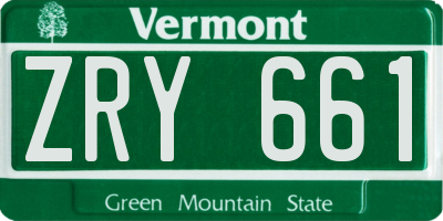 VT license plate ZRY661
