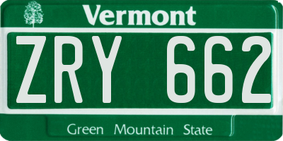 VT license plate ZRY662