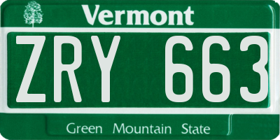 VT license plate ZRY663