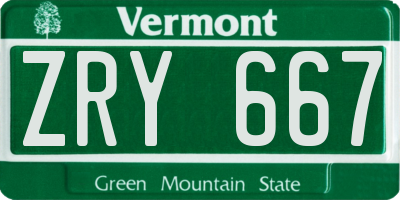 VT license plate ZRY667