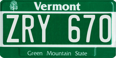 VT license plate ZRY670