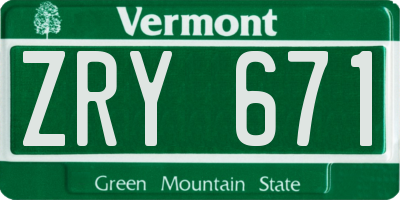 VT license plate ZRY671