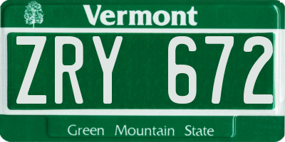 VT license plate ZRY672