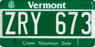 VT license plate ZRY673