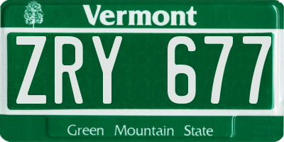 VT license plate ZRY677