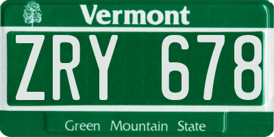 VT license plate ZRY678