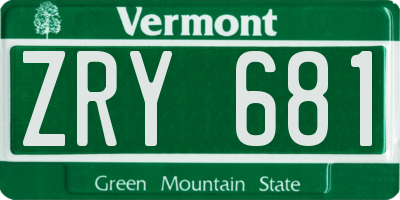 VT license plate ZRY681