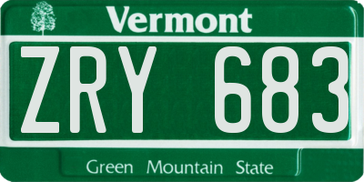 VT license plate ZRY683