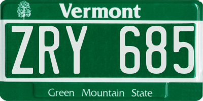 VT license plate ZRY685