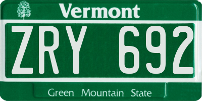 VT license plate ZRY692