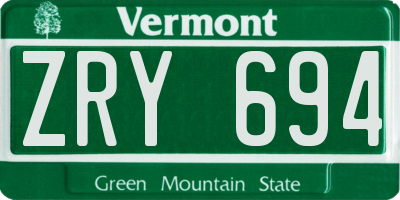 VT license plate ZRY694