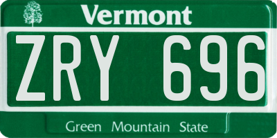 VT license plate ZRY696