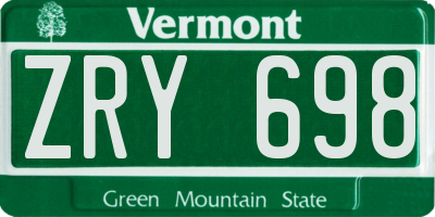 VT license plate ZRY698