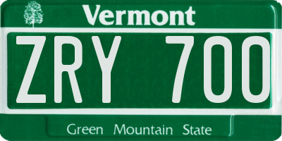 VT license plate ZRY700