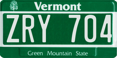 VT license plate ZRY704