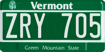 VT license plate ZRY705