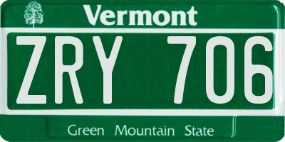 VT license plate ZRY706