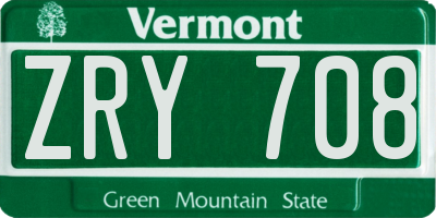 VT license plate ZRY708