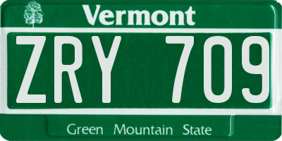 VT license plate ZRY709