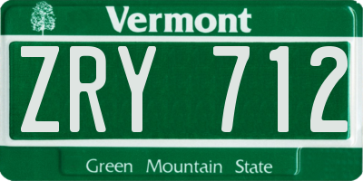 VT license plate ZRY712