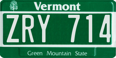 VT license plate ZRY714