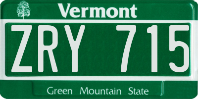 VT license plate ZRY715