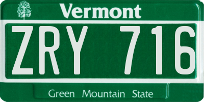 VT license plate ZRY716