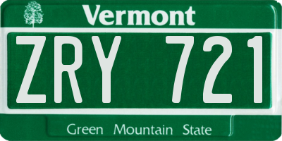VT license plate ZRY721