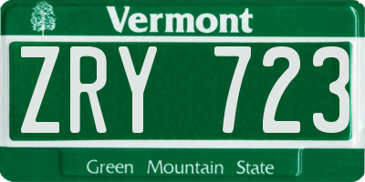 VT license plate ZRY723