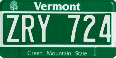 VT license plate ZRY724