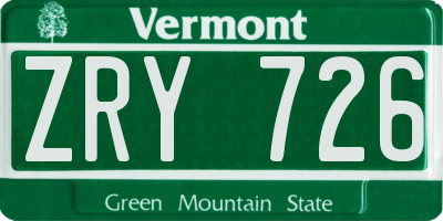 VT license plate ZRY726