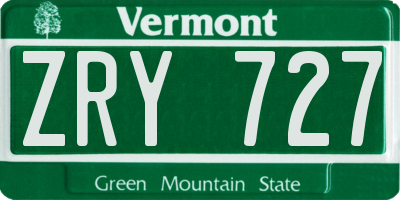 VT license plate ZRY727