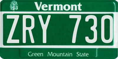 VT license plate ZRY730