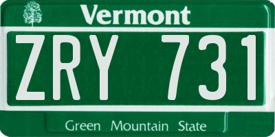 VT license plate ZRY731