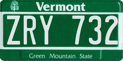 VT license plate ZRY732