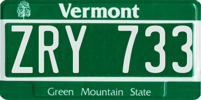 VT license plate ZRY733
