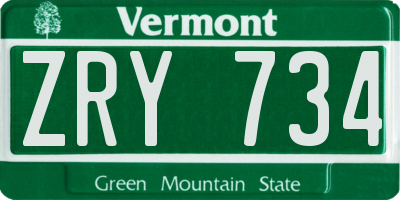 VT license plate ZRY734