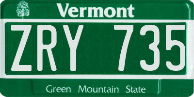 VT license plate ZRY735