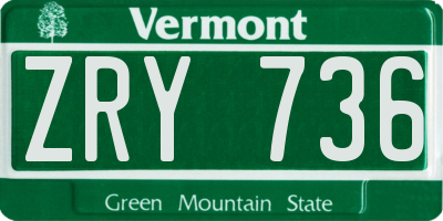 VT license plate ZRY736