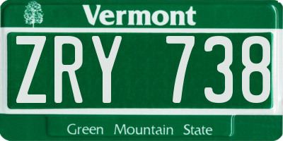 VT license plate ZRY738