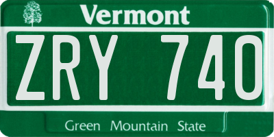 VT license plate ZRY740