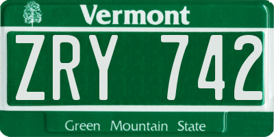 VT license plate ZRY742