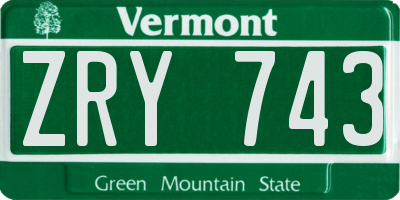 VT license plate ZRY743